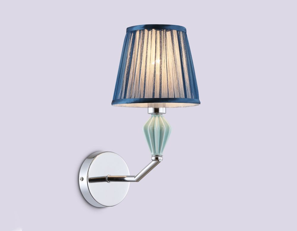 Бра с абажуром и декором из керамики 23*15*30- см, 1*E14*40W, K, Ambrella Light High Light LH75065, хром