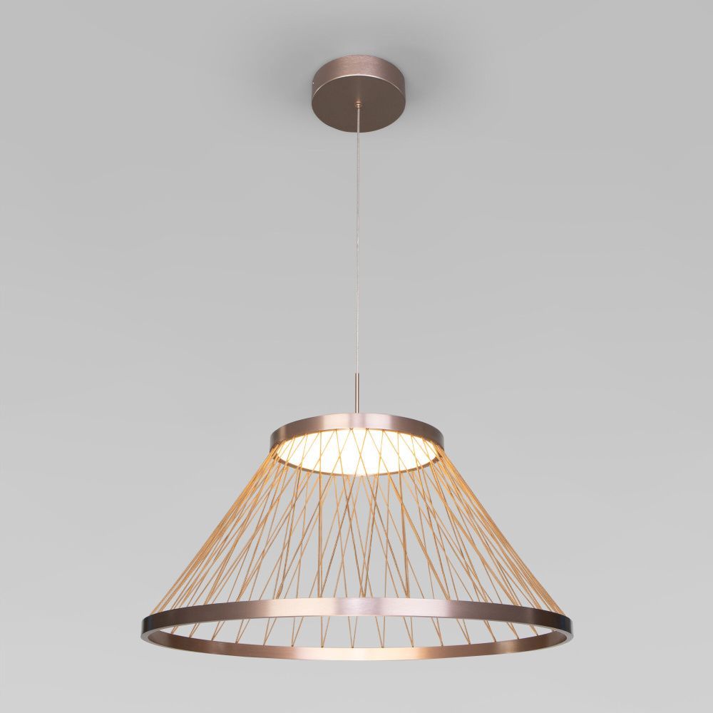 Подвесной светильник 60*60*50-185 см, LED*40W, 3000K, Eurosvet Cesta 40017/1 LED, коричневый, a069288