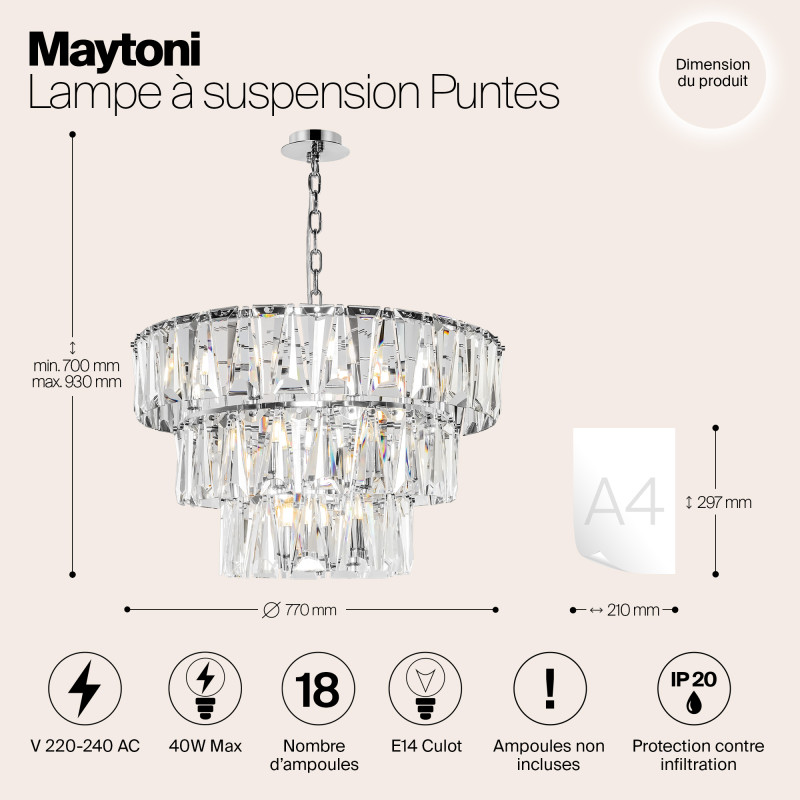 Подвесная люстра Maytoni Puntes MOD043PL-18CH, диаметр 77 см, хром