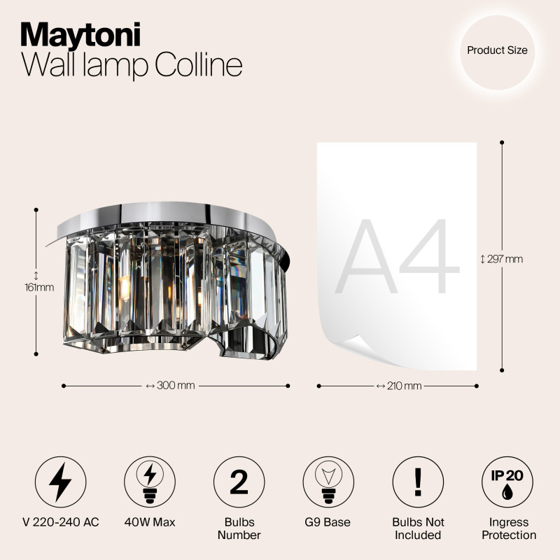 Настенное бра Maytoni Colline MOD083WL-02CH, хром