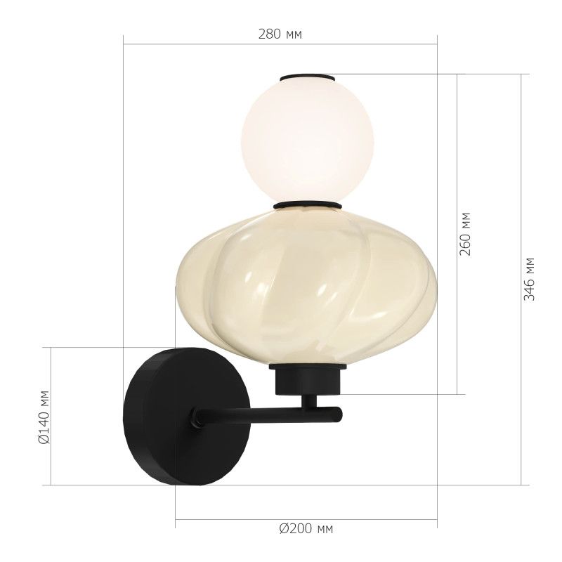 Бра 28*20*-34,6 см, 1*LED, 8W, 3000K, ST-Luce Florentini SL6134.411.01, черный