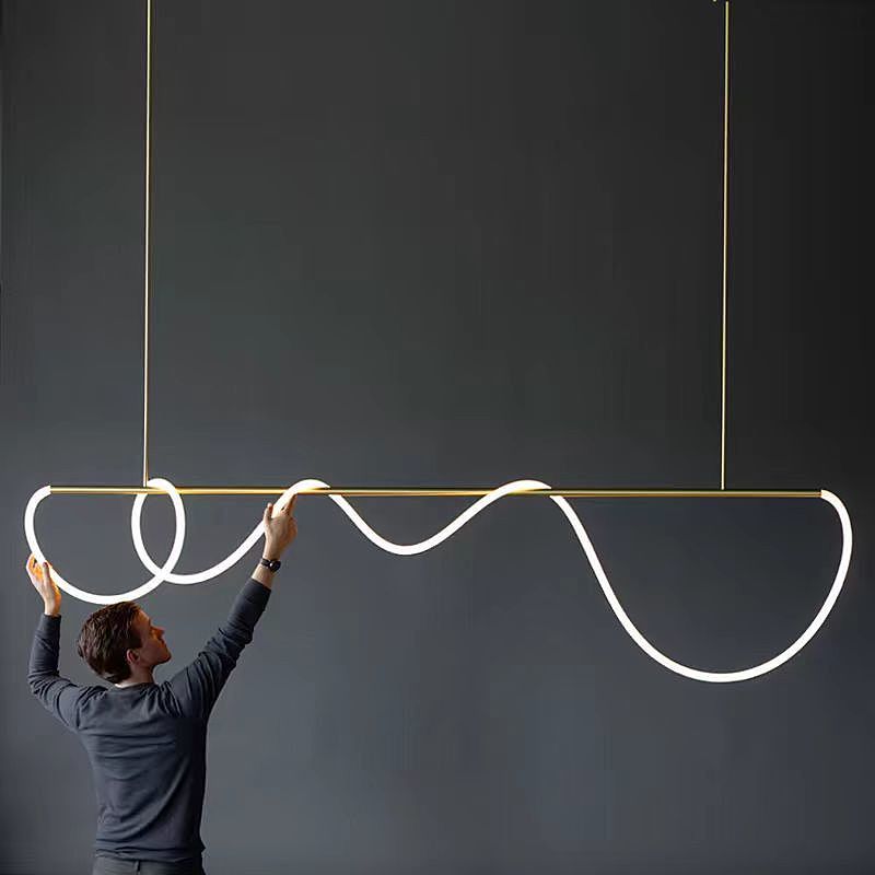 Подвесная люстра 110*50-85 см, 1*LED*52W, 3000-6000K, Lightera Nyasa LE117L-110GA WIFI, Латунь