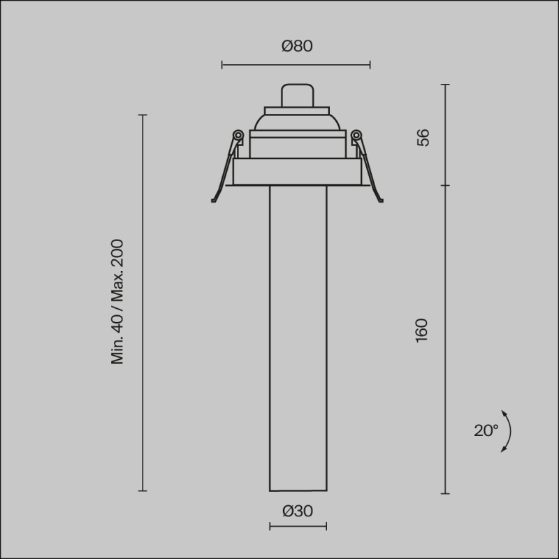Встраиваемый светильник 3*21,6 см, LED 7W 3000K Maytoni Technical Focus T C140RS-L200-7W3K-BBS черный/латунь