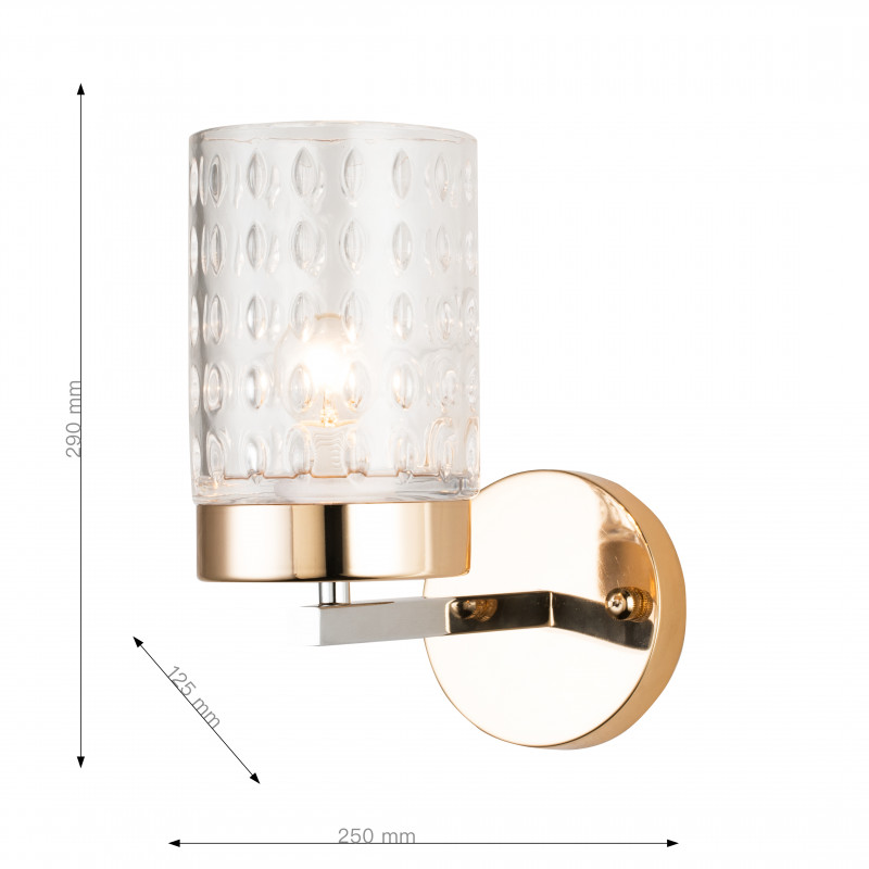 Бра Favourite Crystallus 2710-1W, D250*W125*H290, каркас светло-золотого цвета и цвета хром, плафон из узорного стекла