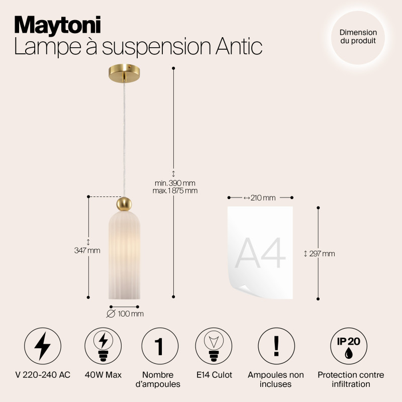 Светильник 10 см, Maytoni Antic MOD302PL-01W, латунь