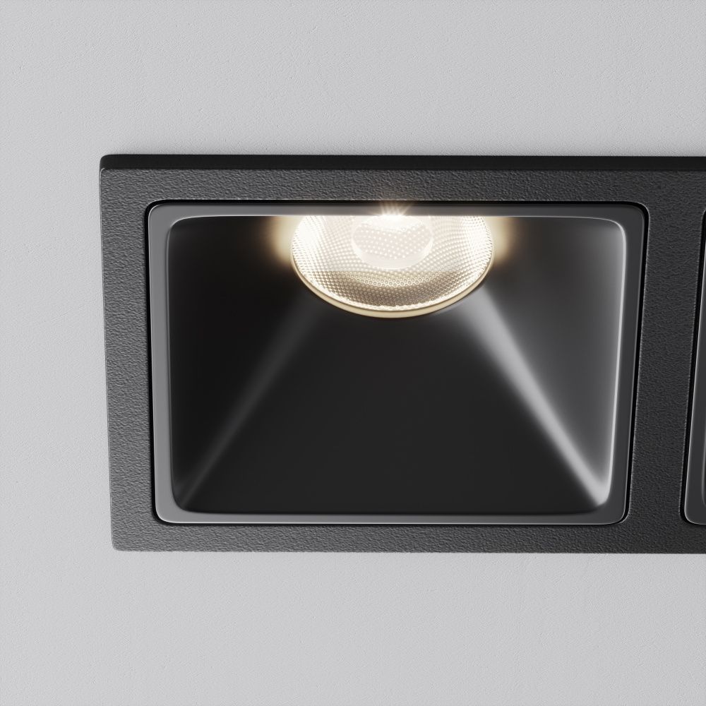 Встраиваемый светильник 12,6*6,5-5,2 см, LED*20W, 4000K, Maytoni Alfa LED 50° DL043-02-10W4K-SQ-B-1, Черный