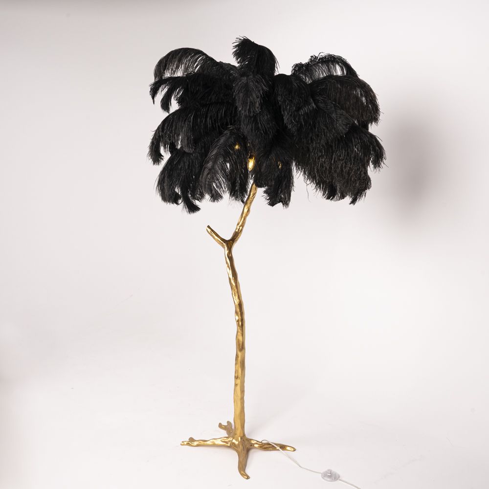 Торшер страусиные перья Feather Lamp A MODERN GRAND TOUR черный 180*40*40 см, 5*E14*40W, ImperiumLoft 41.108-0, Латунь