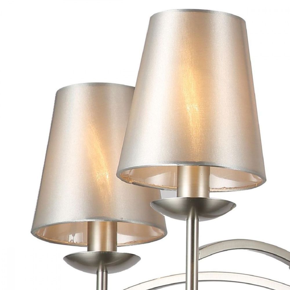 Люстра F-Promo Velum 2906-5P, D690*H520, никеля, плафоны из серой атласной ткани, декоративный стеклянный элемент