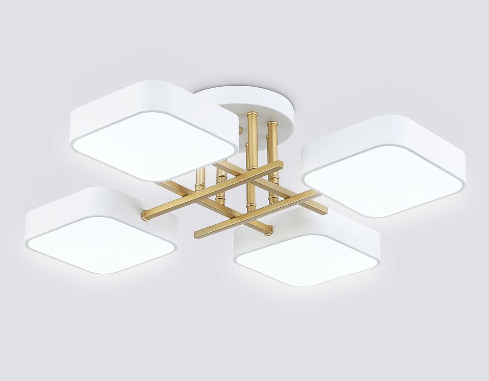 Люстра светодиодная на штанге 55*55*15- см, **W, 3000-6000K, Ambrella Light Comfort FL516341, белый, золото