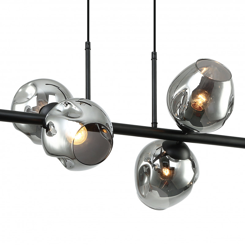 Подвесная люстра Favourite Traube 2361-6P, L980*W400*H300/1300, каркас черного цвета, серое зеркальное стекло