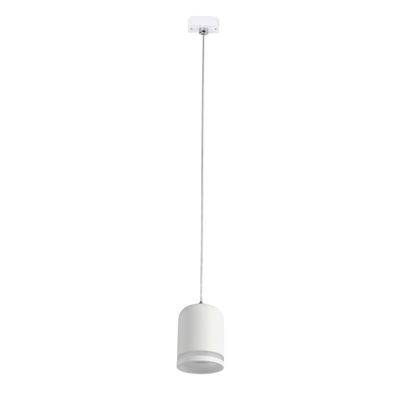 Подвес Favourite Unika 4146-1P, D62*H90/1500, подвесной светильник на шинопровод белого цвета с закругленным конусообразным плафоном, в который встроено декоративное акриловое кольцо