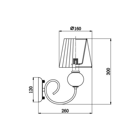 Бра 26*16*30 см, 1*E14 хром Vele Luce Percy VL1973W01