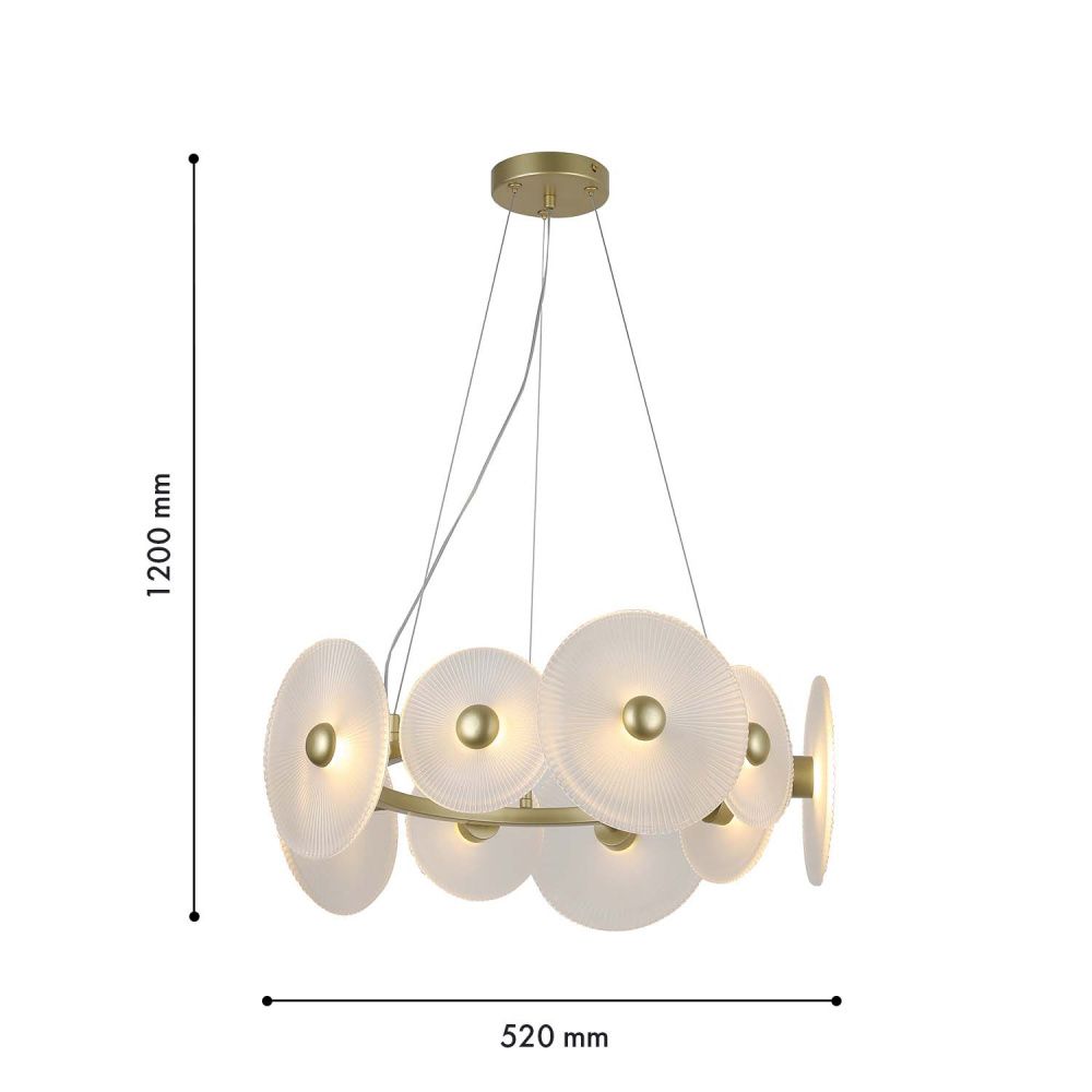 Подвесная люстра 52*23-120 см, 8*LED, 2W, 3000K, F-Promo Arctium 4605-8P, золотой