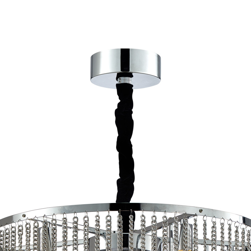 Подвесная люстра Favourite Ignis 2924-9P, D550*H710/1325, хром, подвески из металлических цепочек, декоративные элементы из прозрачного хрусталя