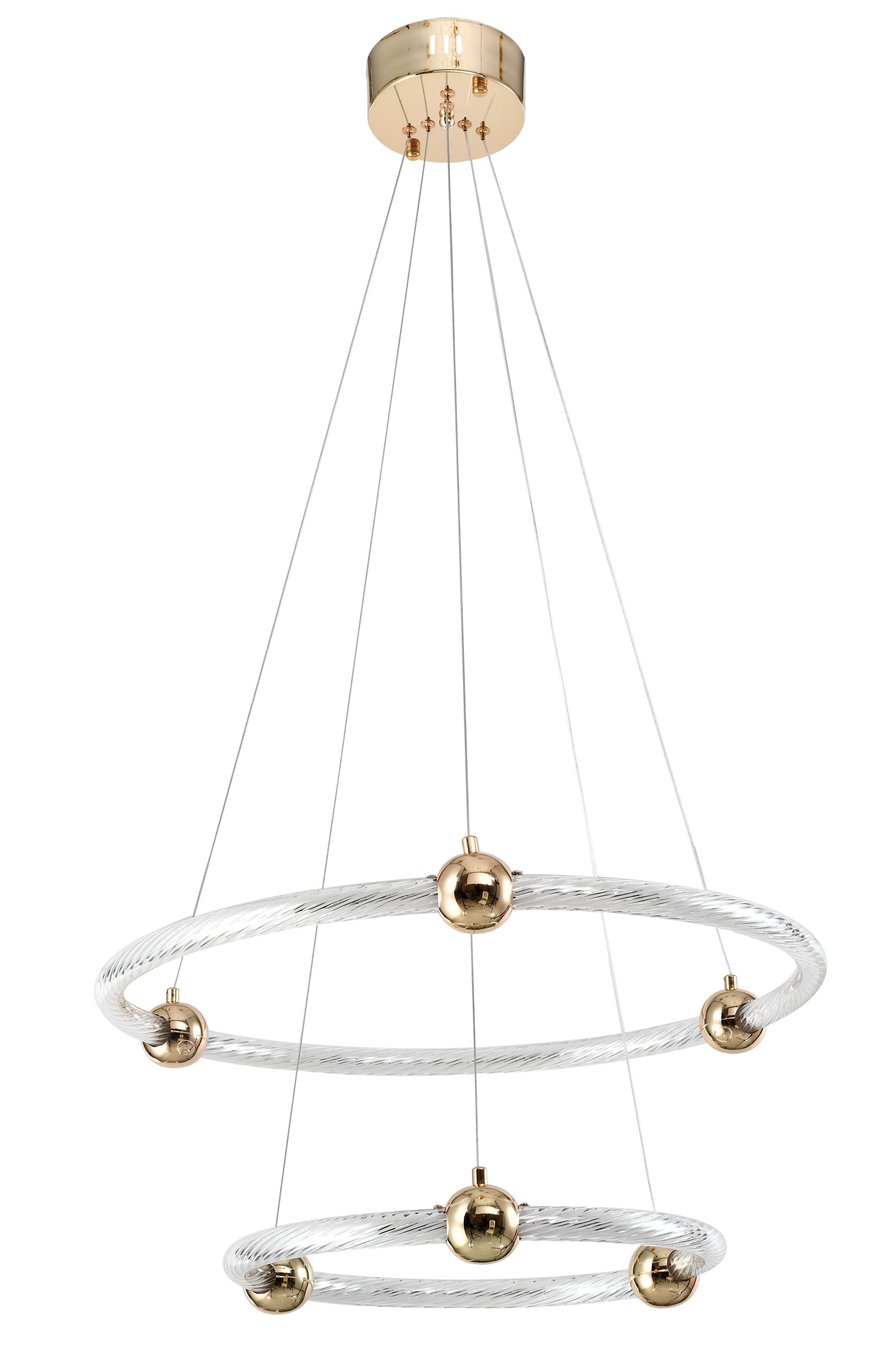 Светильник подвесной 80/60/40 см, LED 94W 4000K золото Zortes Auralia ZRS.57790.94