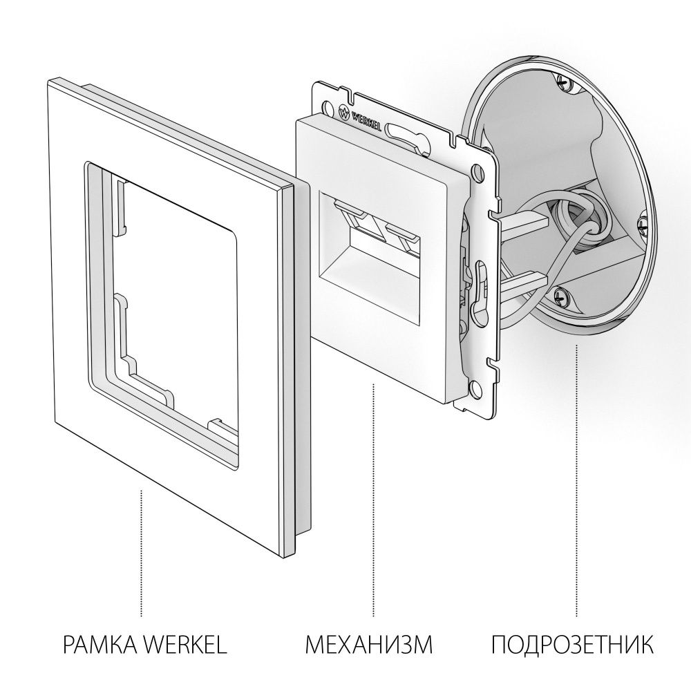 Розетка двойная Ethernet RJ-45 (черный матовый) W1182208 Werkel 4690389157004