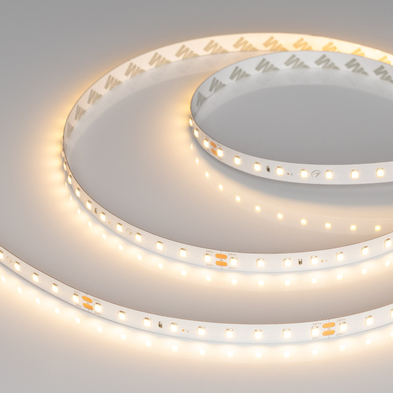 Лента RT-A90-10mm 24V Warm2700 (4.8 W/m, IP20, 2835, 5m) (Arlight, высок.эфф.200 лм/Вт) 038777. Цена указана за 5 метров. Продается кратно 5 метрам.