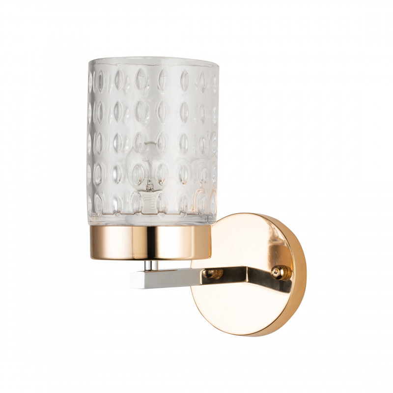 Бра Favourite Crystallus 2710-1W, D250*W125*H290, каркас светло-золотого цвета и цвета хром, плафон из узорного стекла