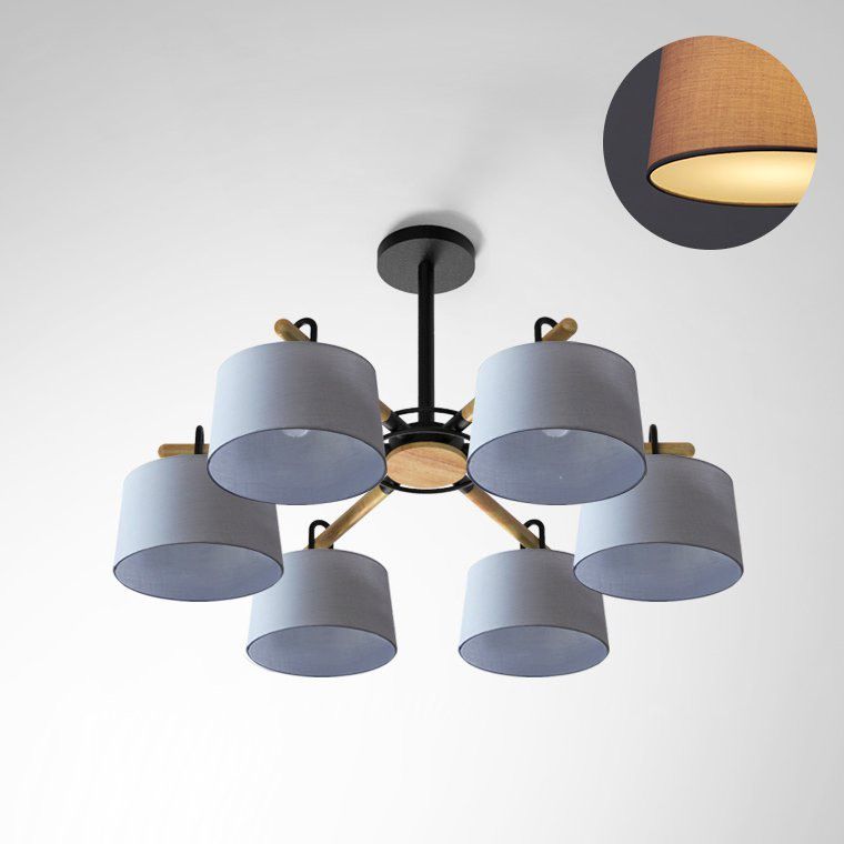 Потолочная люстра EVEN 6 Gray 88*88*65 см, 6*E27*60W, ImperiumLoft EVEN01, Чёрный, Серый