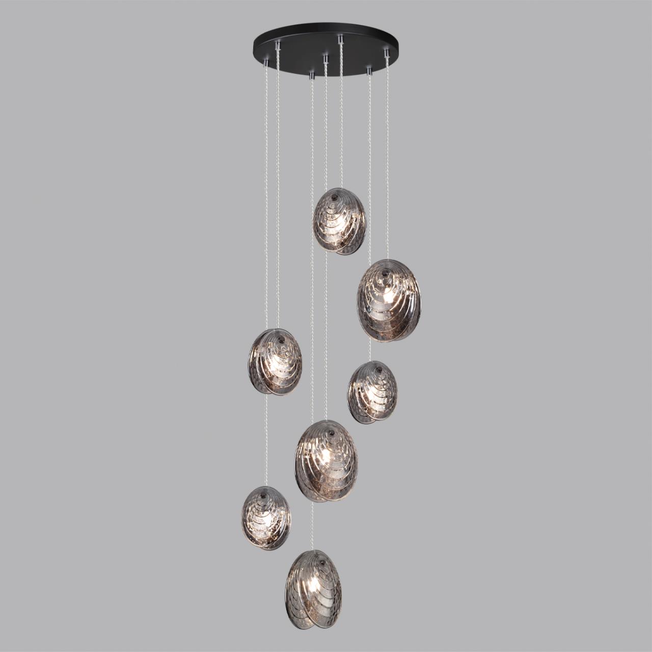 Люстра каскадная 43*43*243 см, 7 G9*40W, Odeon Light Mussels, черный 5038/7