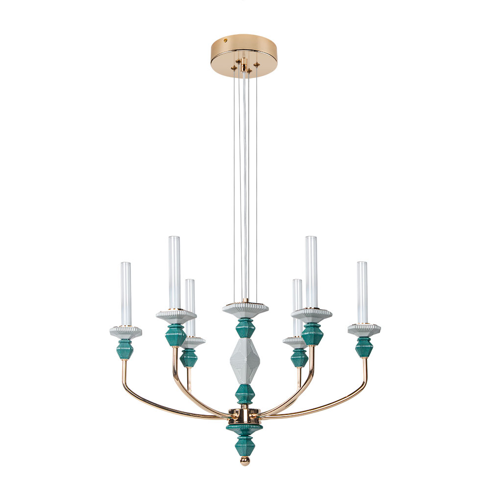 Люстра 49*65 см, 1*LED, 11W, 3000K Divinare Capello 4947/01 SP-6, Золото Белый Зеленый
