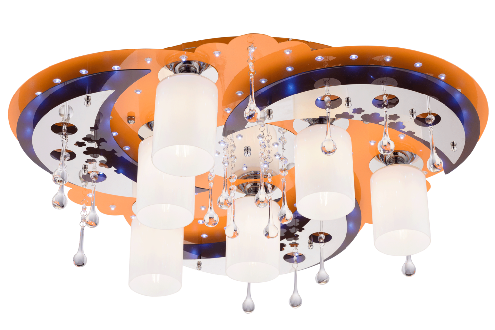 Люстра Ø800 x H200, мм, 6*40W (240W), OG+CR WT(Оранжевый+Хром) Sfera Sveta 8384/6 OG+CR WT