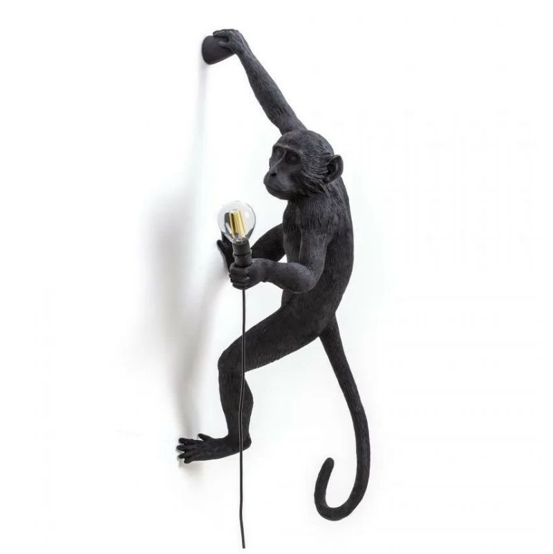 Светильник настенный DZN-11137 ЧЕРНЫЙ  D320/H680/1/E27/10W MONKEY (обезьяна смотрит влево) 24-05