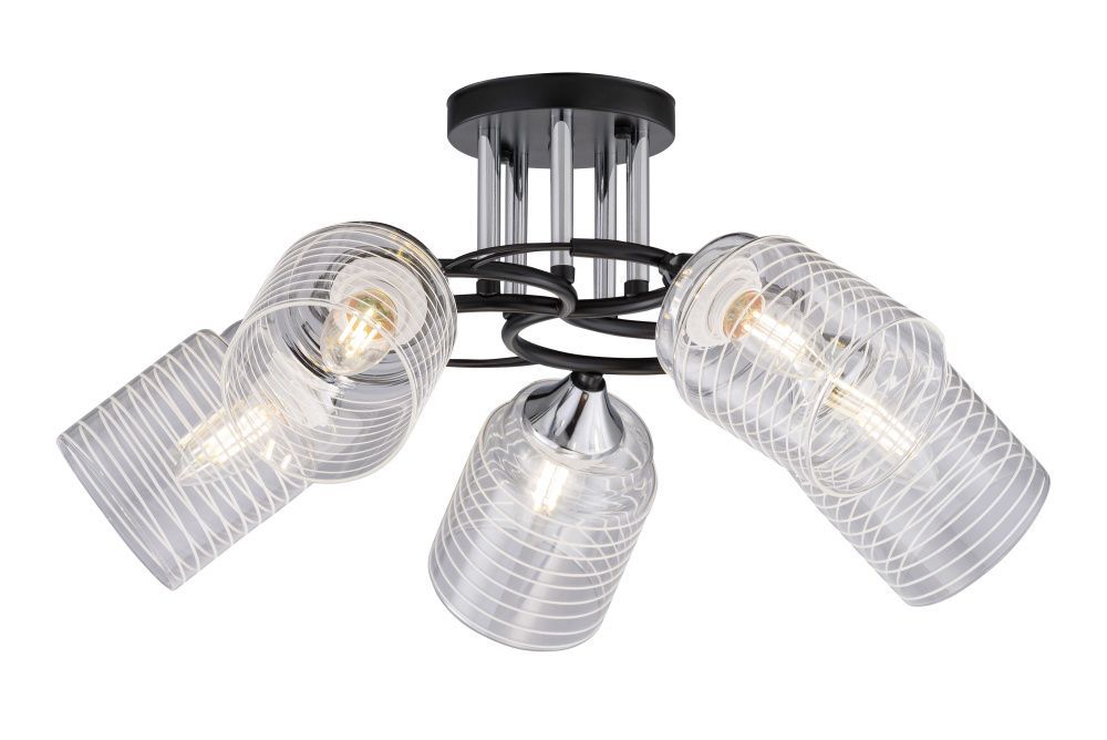 Люстра Ø500 x H240, мм, 5*40W (200W), BK+CH(ЧЁРНЫЙ+ХРОМ) Rilon 2246/5 BK+CH
