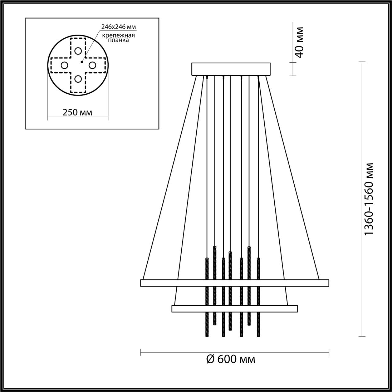 Светильник 60 см, 63W, 4000K Odeon Light Monica 3901/63L, золото-черный
