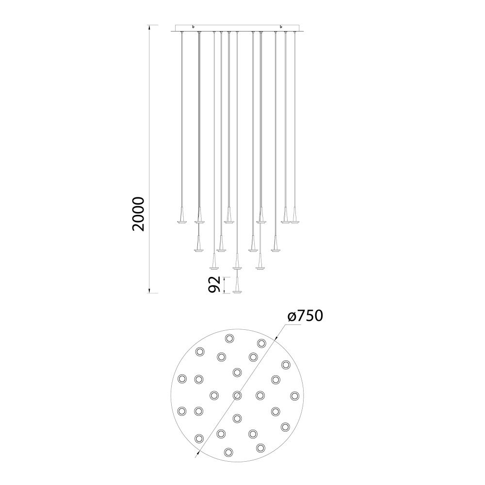 Люстра подвесная 75*200 см, вр  см, 24*LED*5W, 3000K, Mantra Andromeda MAN8937, золотой
