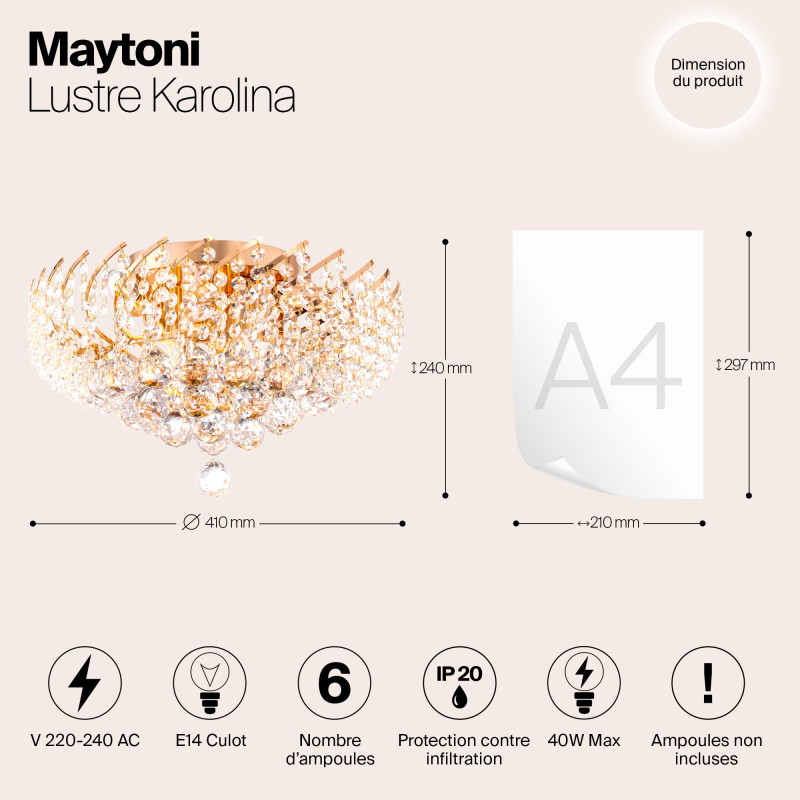 Люстра хрустальная диаметр 410 мм Maytoni DIA120-06-G золото