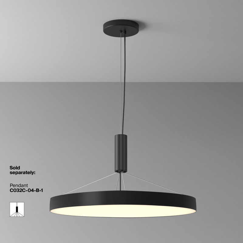 Накладной светильник 60*60*6 см, LED, 90W, 3000К, Maytoni Technical Zon C032CL-90W3K-RD-B черный