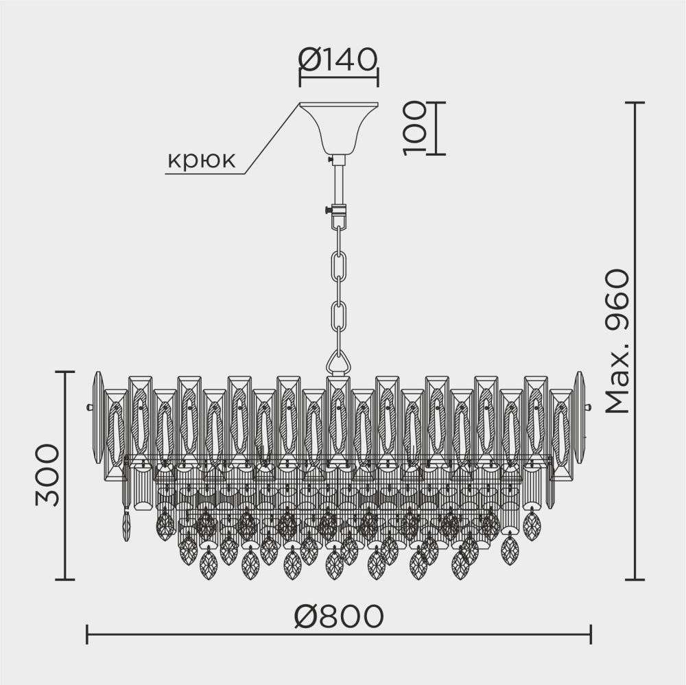 Подвесная люстра 80x80x50см, Е14, 18x40Вт, , Modelux ML.7082.18 CR Хром