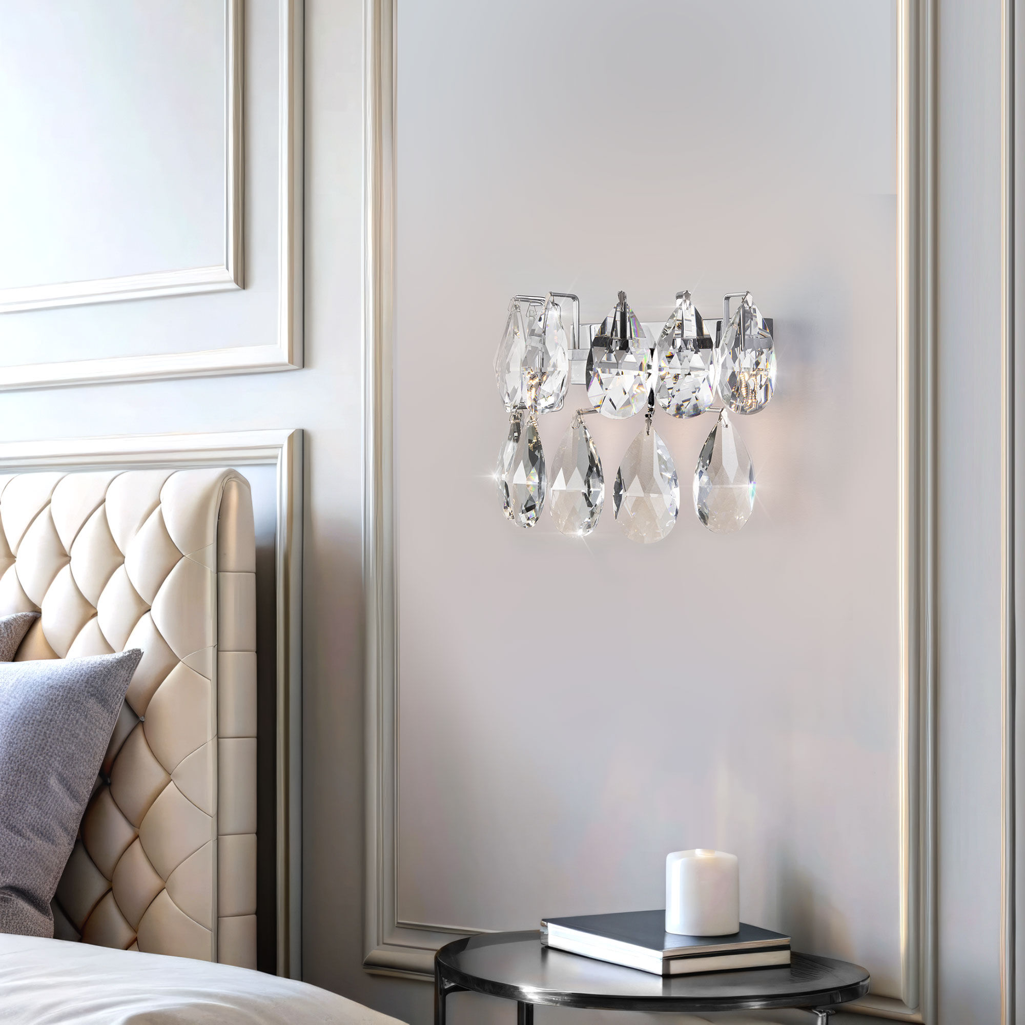 Бра с хрусталем 27*17,5*19 см, *LED, 8W, 3000;4000;6000 Bogate's Marvel 437/1, хром