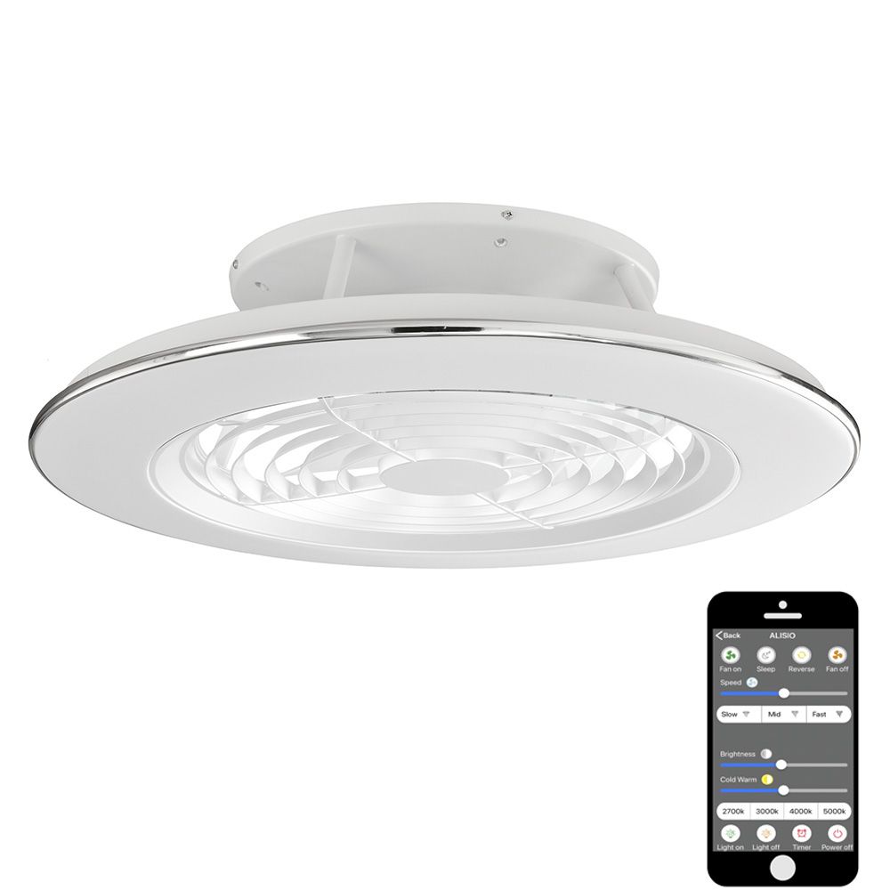 Потолочный светильник с вентилятором Mantra Alisio 6705, 40W LED, 2700-4000-5000K, хром-белый