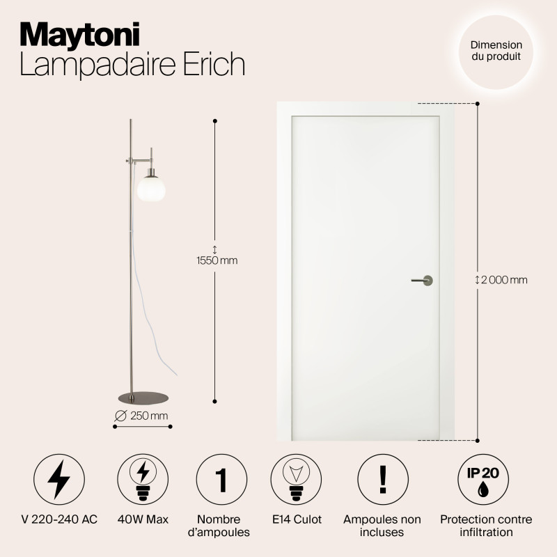 Торшер Maytoni Erich MOD221-FL-01-N, никель
