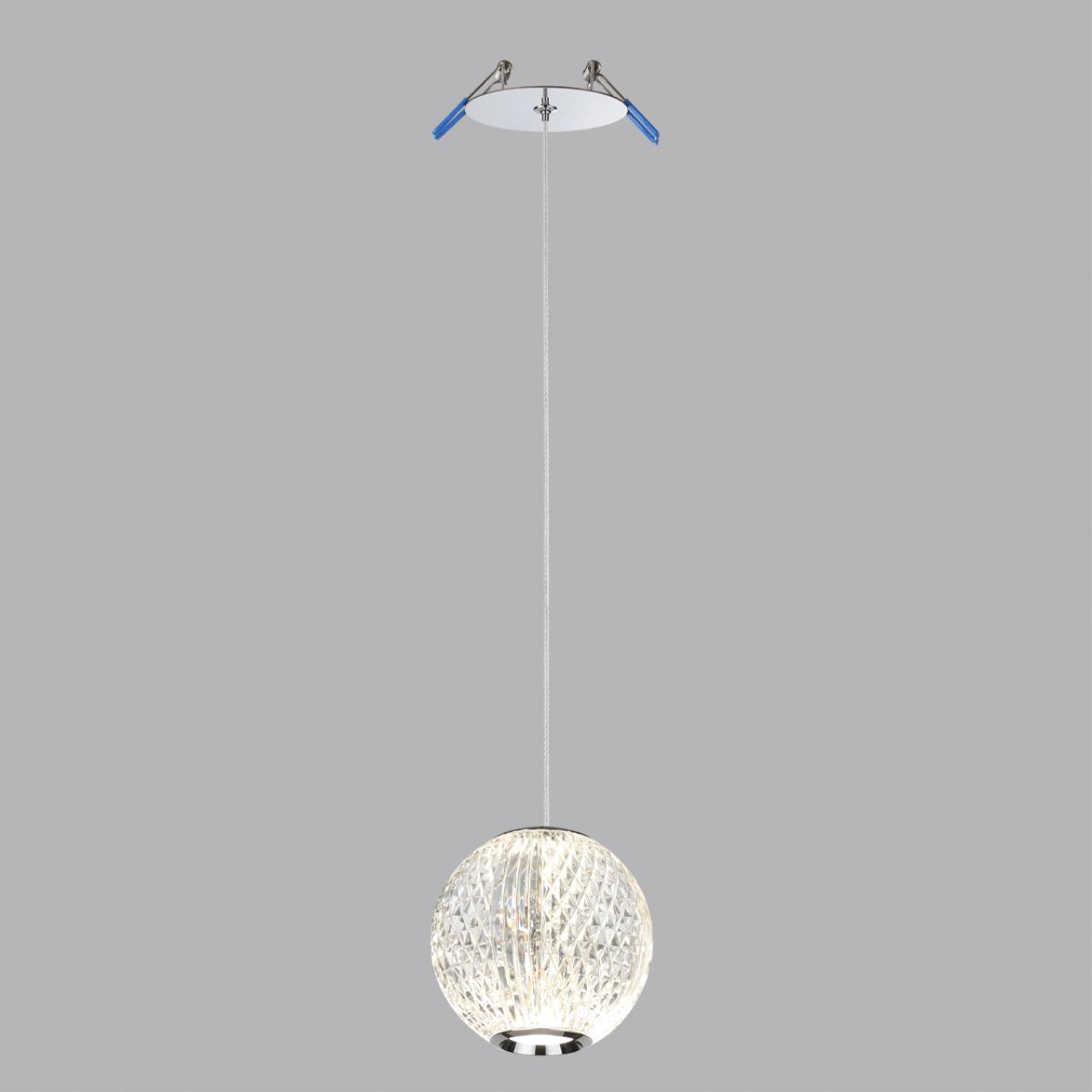 Подвес 11*11*263,5 см, 1 LED*5W, 4000 К, Odeon Light Crystal, хром 5007/5LA