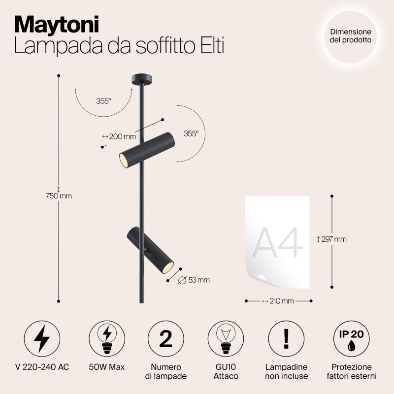 Подвесной светильник Maytoni Elti C021CL-02B черный