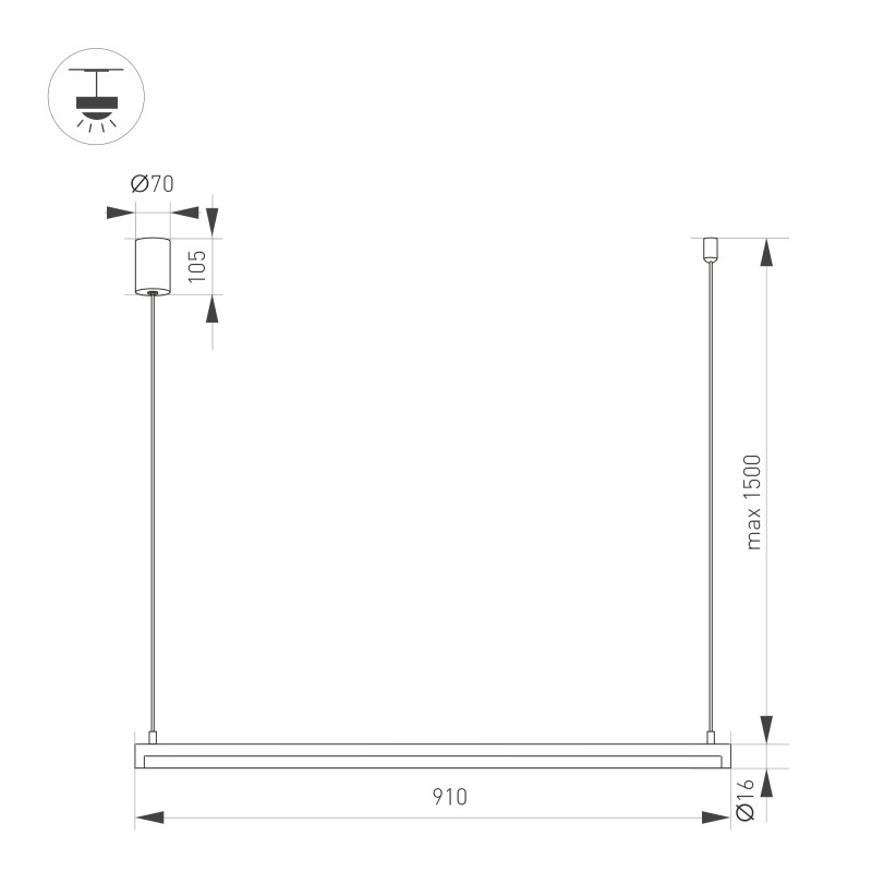 Линейный светильник Arlight 036944 91*1,6*151,6 см, 15W, белый (теплый)K,