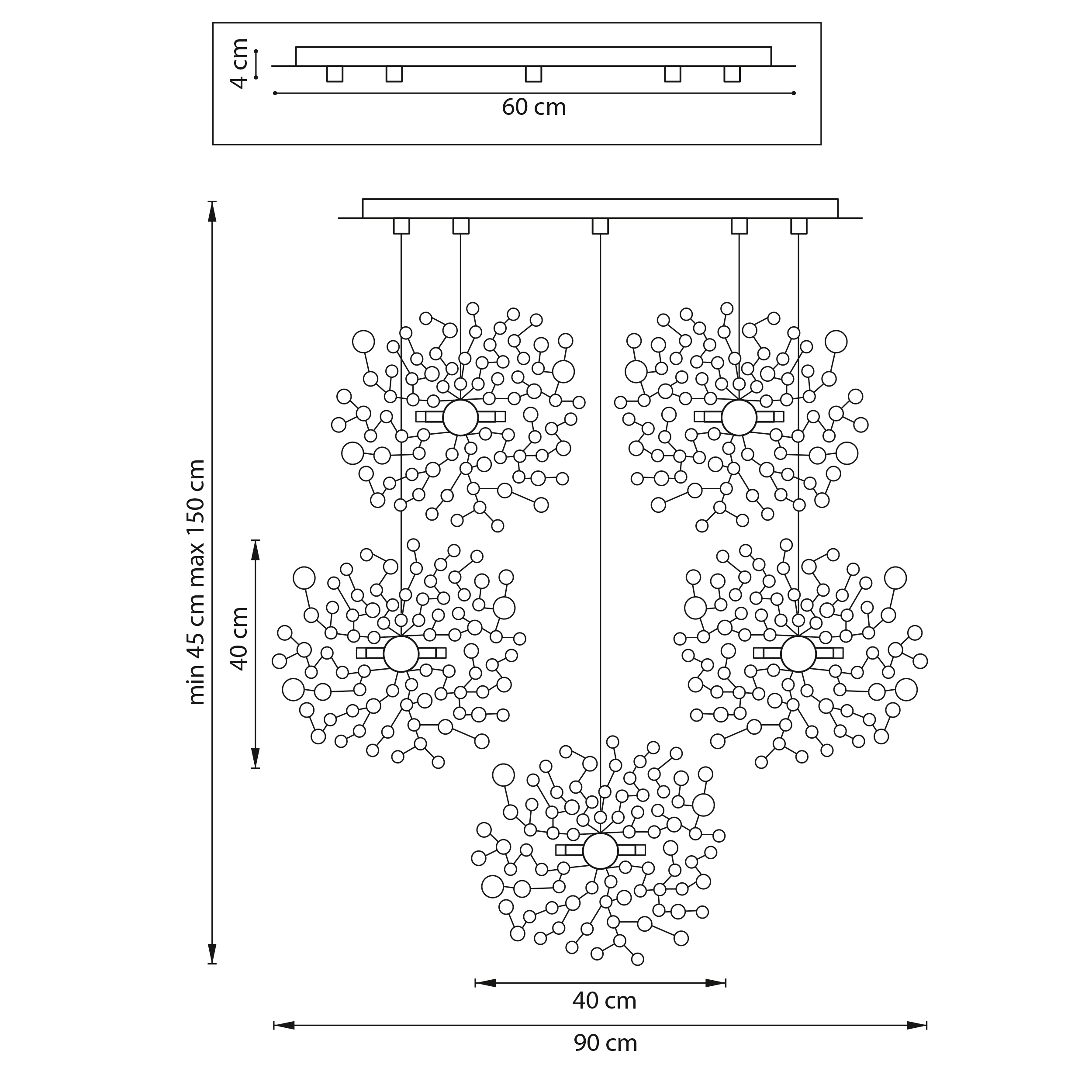 Люстра подвесная 90*150 см, 15*G9 Lightstar Extra L5PR721134