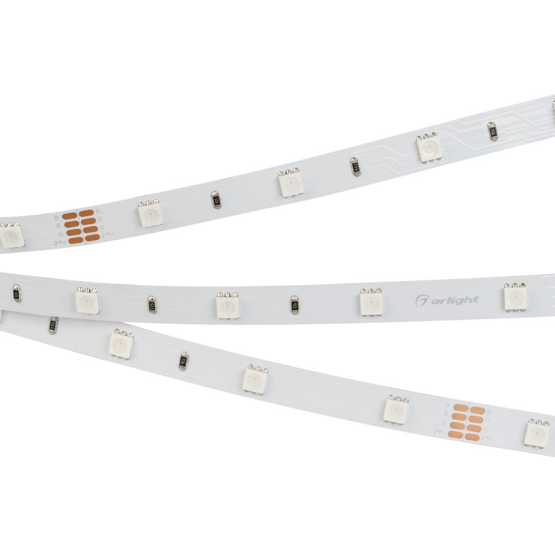 Лента RT-B30-10mm 24V RGB (7.2 W/m, IP20, 5060, 5m) (Arlight, Открытый) 022066(2). Цена указана за 5 метров. Продается кратно 5 метрам.