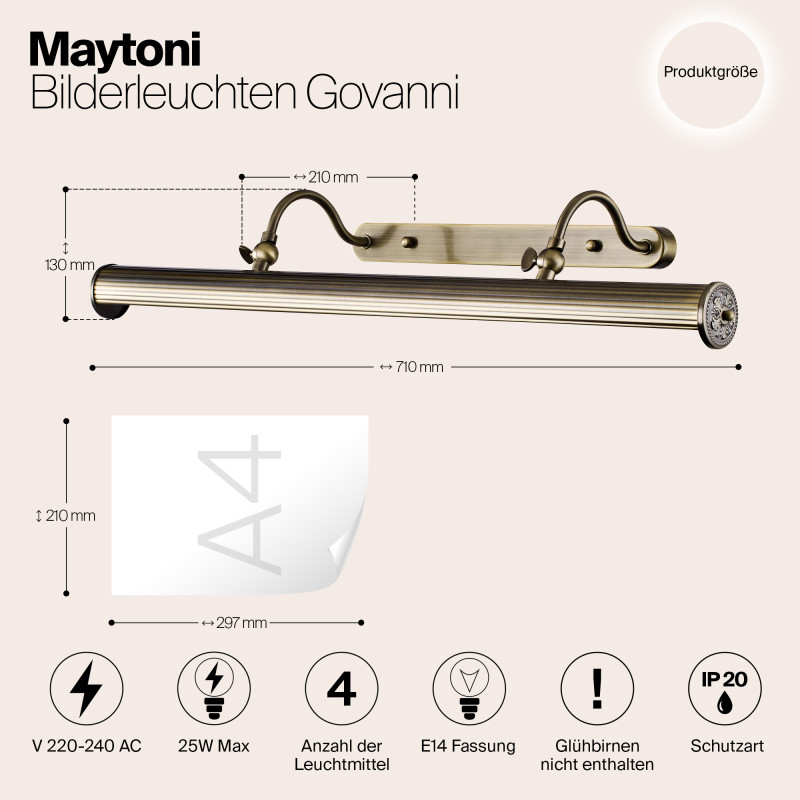 Подсветка 69 см Maytoni Picture 9 PIC119-44-R бронза