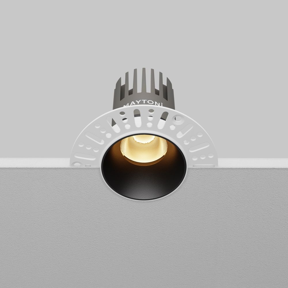 Встраиваемый светильник 9*8 см, вр 6 см, *LED*9W, 2700K, Maytoni Dip DL124-10W-2.7K-TRS-B, Черный
