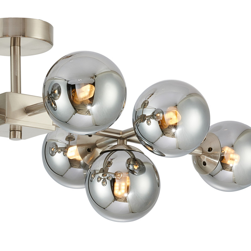 Люстра Favourite Varietas 2650-10U, L810*W430*H235, никель, плафоны из выдувного стекла дымчато-серого цвета