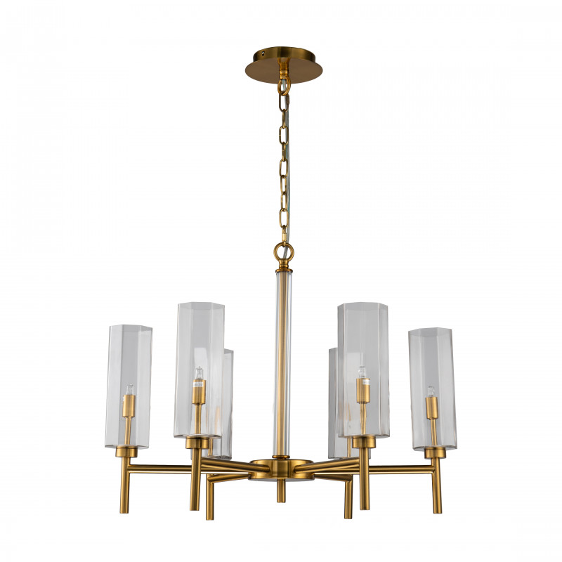 Подвесная люстра Favourite Gracilis 2648-6P, D650*H510/1510, латунь, плафоны из прозрачного стекла