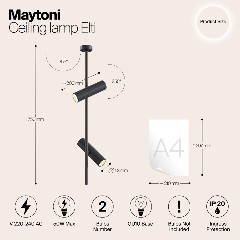 Подвесной светильник Maytoni Elti C021CL-02B черный