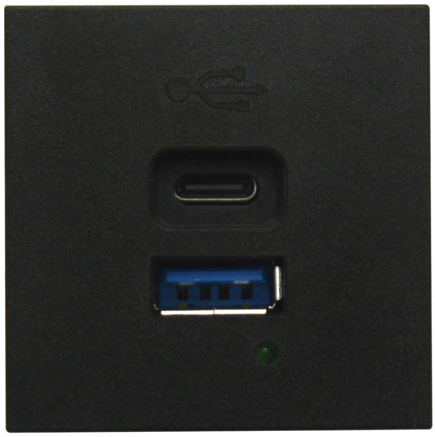 Donel USB зарядное устройство, 4.2A , 65W, Type A + C, 2 мод., черн. матовая (45х45мм) DUSB4200ANAF