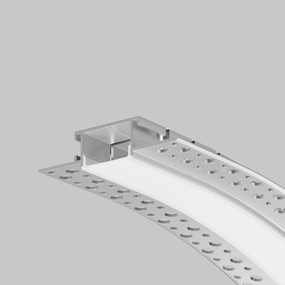 Алюминиевый профиль встраиваемый с вертикальным изгибом Maytoni Led Strip Встраиваемый со скрытым фланцем профиль Серебро 636005