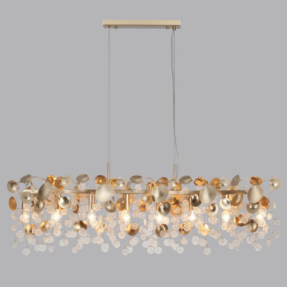 Люстра 106*25,5*63,5-133,5 см, 8*E14*40W, Odeon Light COINS 5104/8A, золотистый/стекло