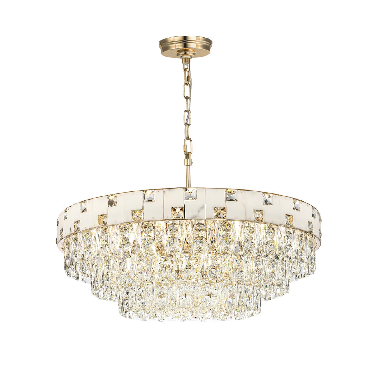 Люстра 80*80*160 см, E14 21*21*40W,  К, Odeon Light Chessi 5076/21, золото/прозрачный/белый